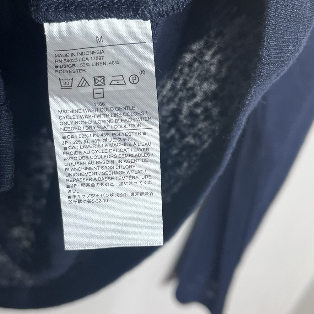 Banana Republic Linen Knit Button Up Shirt Navy Womens Size M Minimalist Indie - Picture 6 of 7